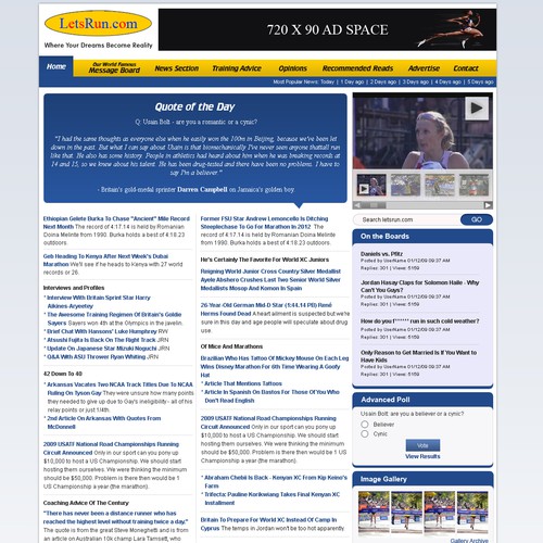 LetsRun.com Homepage Re-Design/Cleanup Diseño de GDT Design