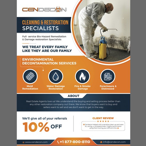 Mold remediation flyer to appeal to realtors & property managers Design by 123Graphics