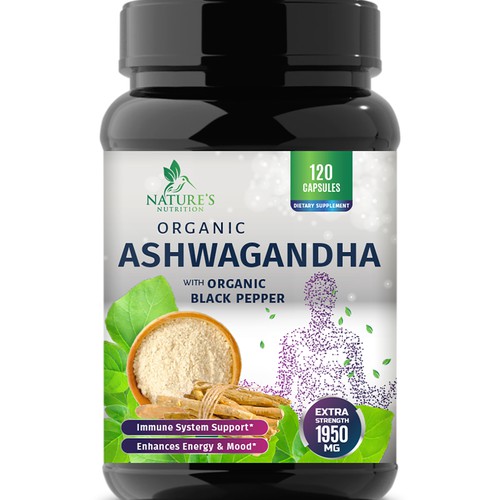 Natural Ashwagandha Capsules Design Needed for Nature's Nutrition Design réalisé par Wfemme