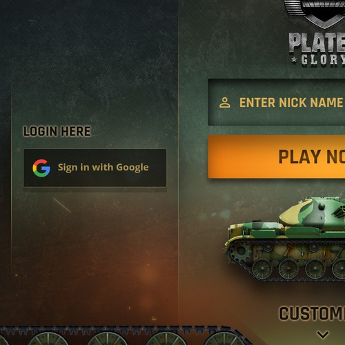 Design a main page for a mean tanks artillery mobile game Design by shamfeen