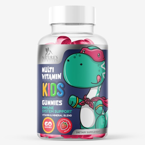 Tasty Kids Multivitamin Gummies Product Label for Nature's Nutrition Design by gs-designs