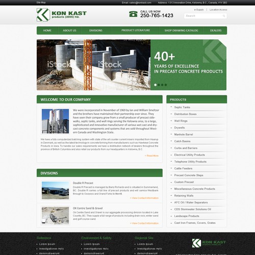 New site Design for Kelowna based Concrete products company 
