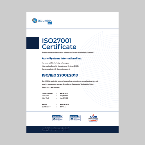 ISO Certificate Design Design by enan+grphx