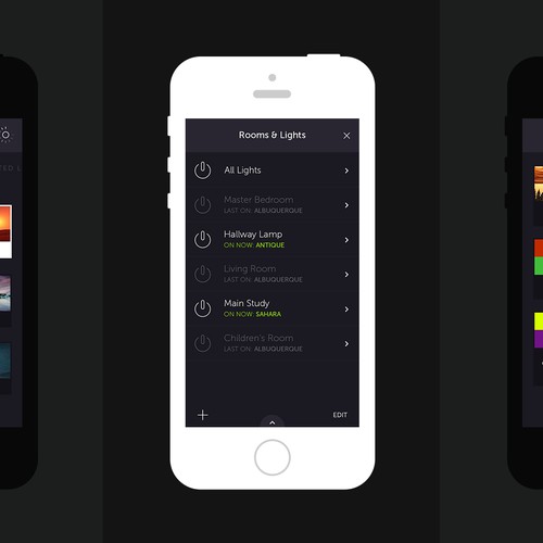 Create an cool, fluid, engaging lighting control app for OnSwitch Lighting Experiences. Design by IngeniousThoughts