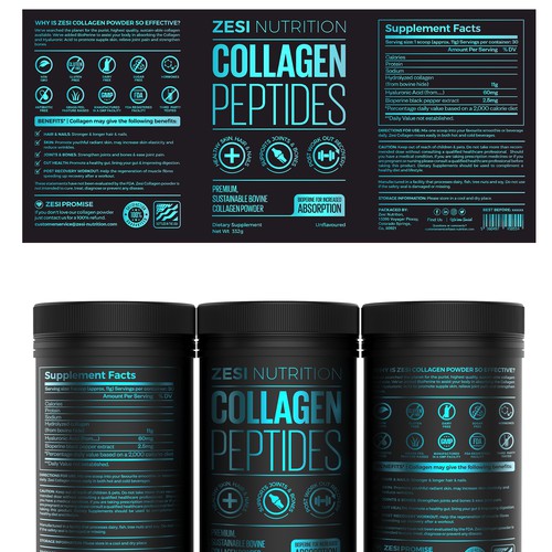 Design an attention grabbing, modern label for our collagen supplement Design by Imee008