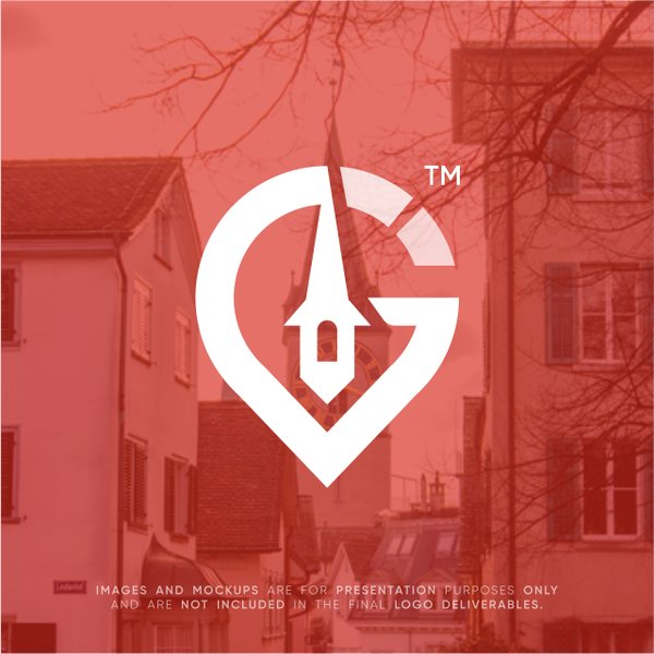 Bold, modern and sophisticated church location logo