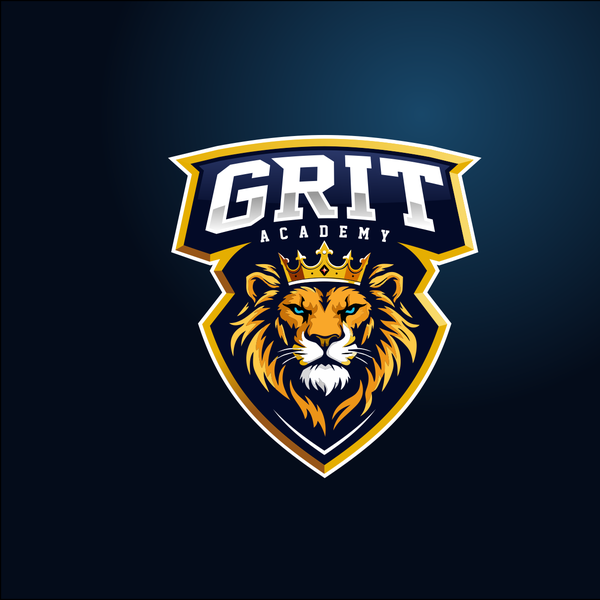 Bad ass lion king emblem logo.