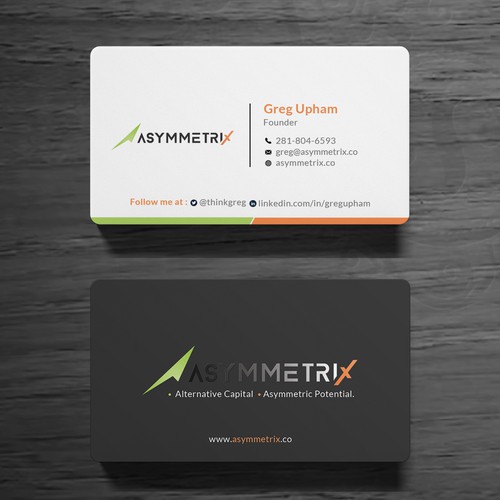 Design a cool, edgey but sophisticated business card for an alternative investment firm. Design von Roni_