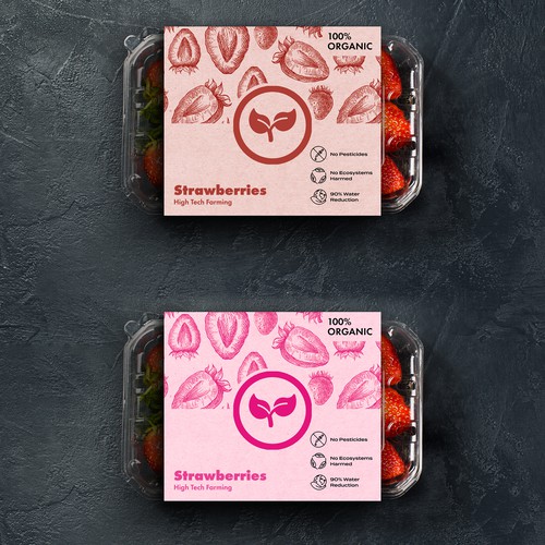 A box of strawberries! Varmers Strawberries Productlabel Design by daniel morantes