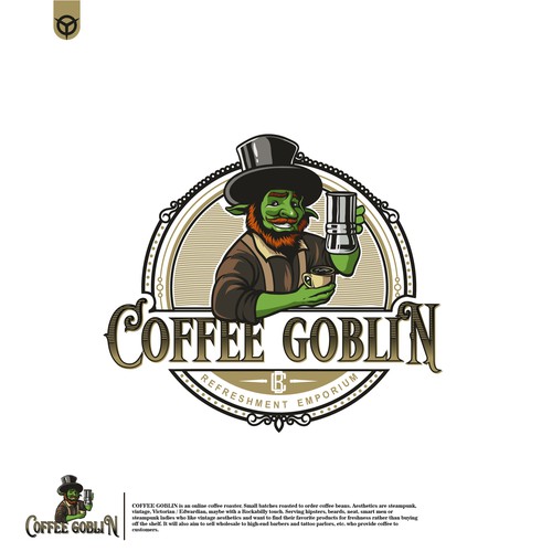 Coffee Goblin! Design a vintage coffee logo with steampunk style for coffee bag label/website/merch Design réalisé par immortal93