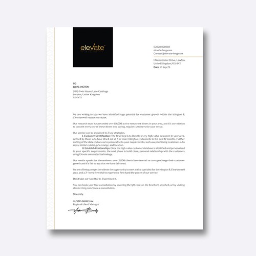 Letter design, clear instructions. Luxury/Professional. Design by AVII.