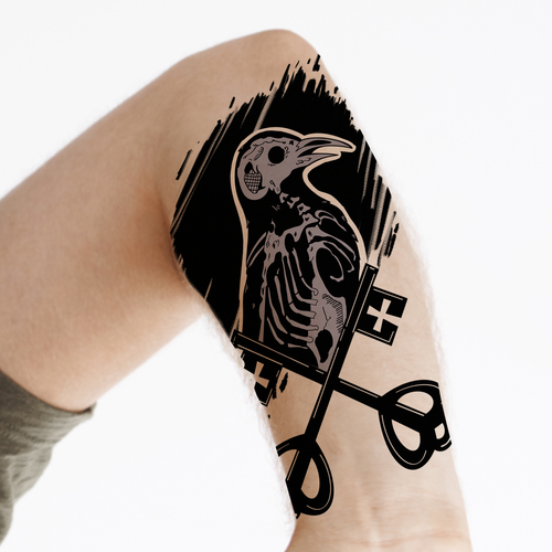 Gothic Raven tattoo Diseño de Thaís Rangel