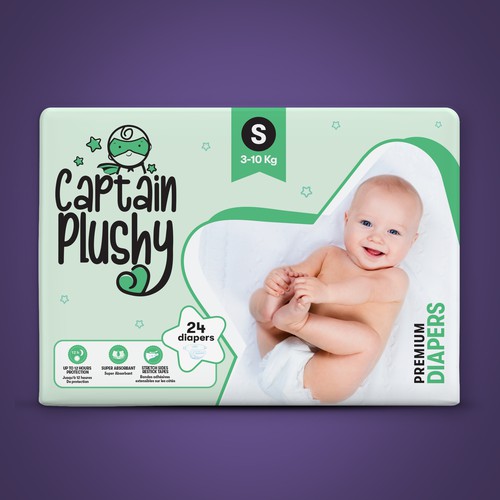 Packaging for playful baby diapers brand Design by Design Studio72