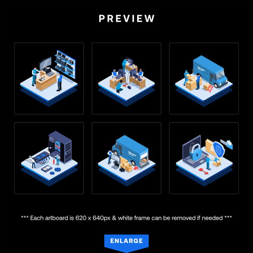 6 pictures of a process steps Design by Mousers
