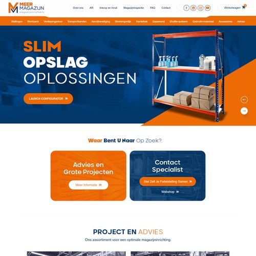 Creative website templates for a leading pallet racks company_ Meermagazijn Design by Adventix