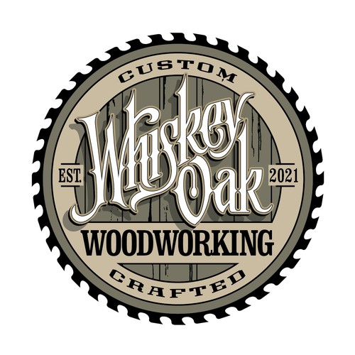 Powerful, vintage, whiskey inspired logo for woodworking company Réalisé par gcsgcs