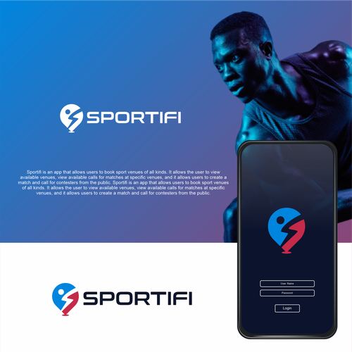 Design a sport app logo; app used for venue booking and player matching Design by Fisca™