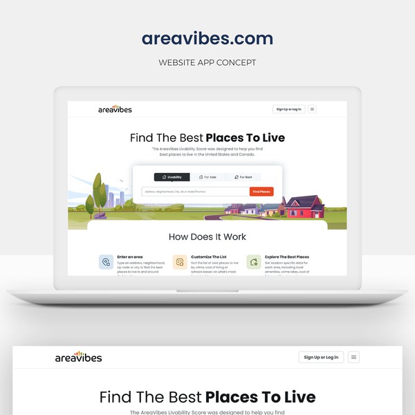 Web design concept for AreaVibes