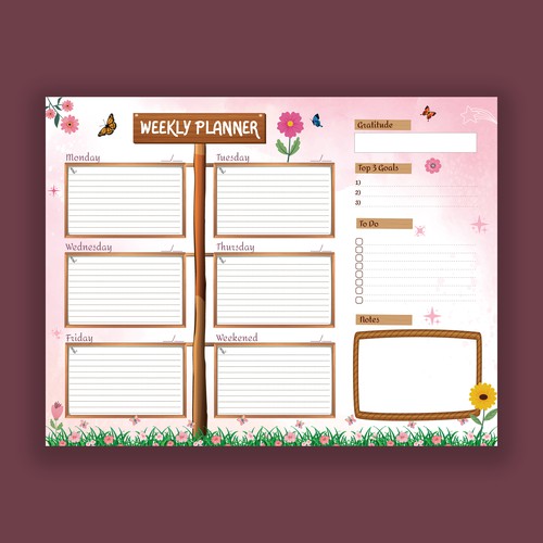 Design Design a weekly planner template with graphical elements. di korban