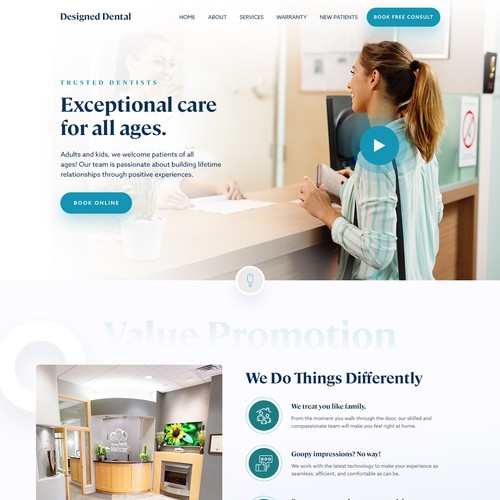 Home page for dental practice Design by monodeepsamanta