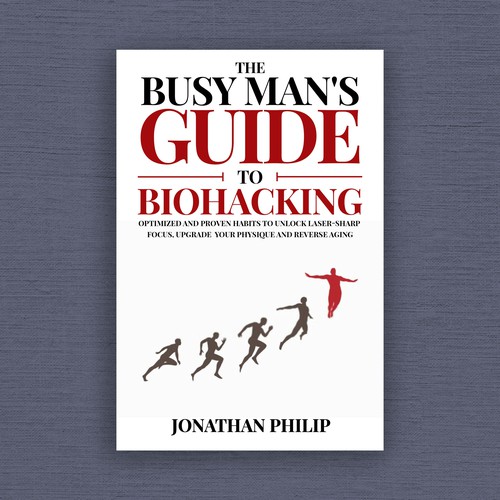 Exciting and unique book cover for mind, body, spirit and health optimization that appeals to men Design by fingerplus
