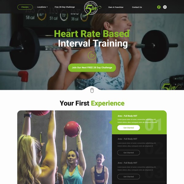 Design by Chandrayan 2023 titled "5ive Elements Gym Website"
