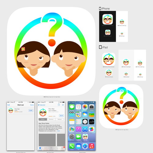 Create an visually stunning app icon to attract young kids (to a wholesome app!) Design by Carlo - Masaya