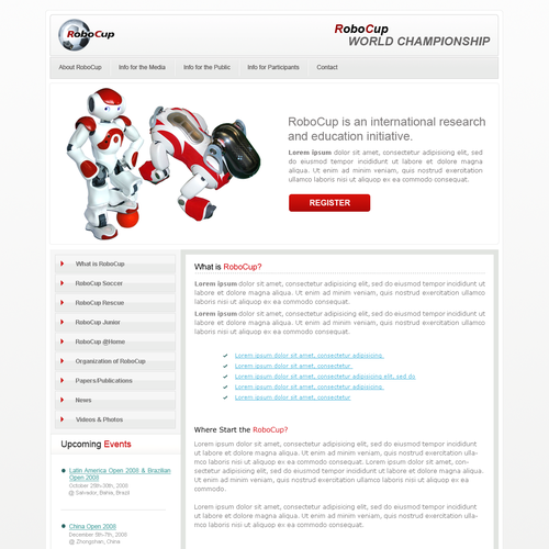 RoboCup Website Design (home + sub) Design réalisé par Deziner83