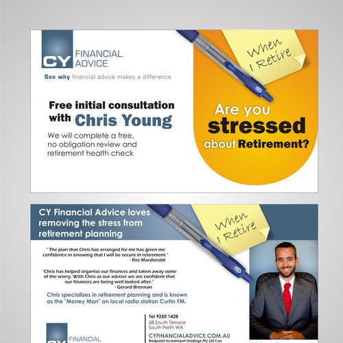 postcard or flyer for CY Financial Advice Diseño de zhu'ud