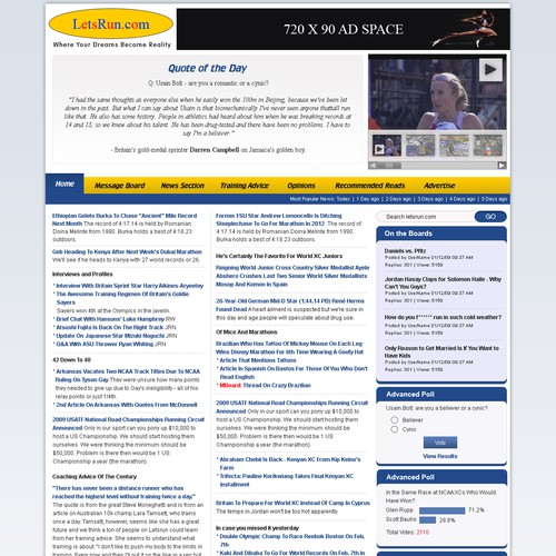 LetsRun.com Homepage Re-Design/Cleanup Diseño de GDT Design