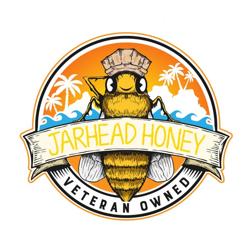 Exciting and Fun Honey Logo with ties to the Marine Corps Design by AlarArtStudio™