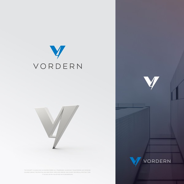 V-logo concept. lettering