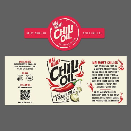 Eye catching packaging label for spicy chili oil jar Réalisé par rickyports