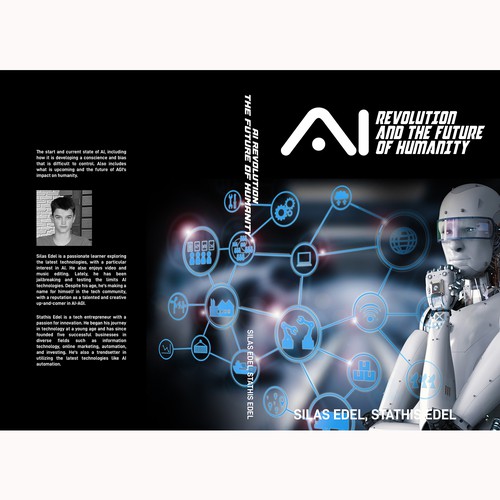 Futuristic AI Book Cover - AI vs Humans/Dark Design by Aaniyah.ahmed
