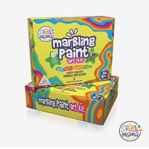 Design a colorful packaging for our new marbling paint art kit for kids Design by Designlifelk