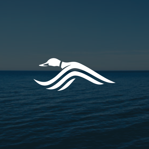 Coastal lifestyle brand featuring a mallard duck and wave, appeal to outdoor enthusiasts and surfers Diseño de muuter