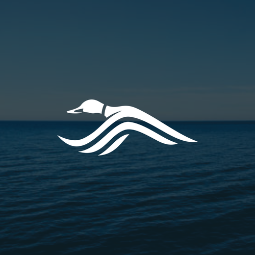 Coastal lifestyle brand featuring a mallard duck and wave, appeal to outdoor enthusiasts and surfers Design by muuter