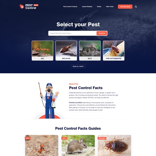 Exciting and fun web design for pest control website Design by Roche 2020