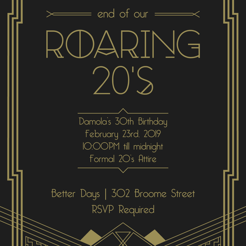 End Of Our Roaring 20s - 30th Birthday Party Invitation Design | Card ...