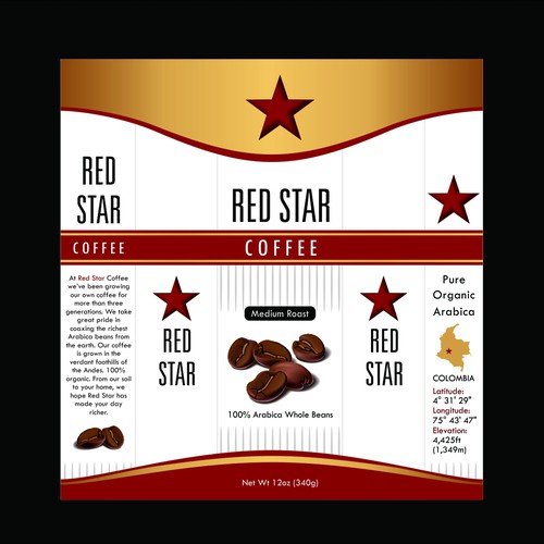 Create the next packaging or label design for Red Star Coffee Ontwerp door Design, Inc.