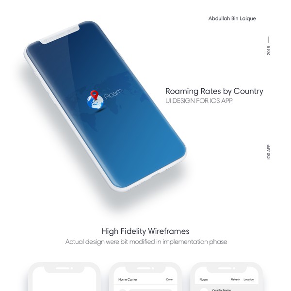 Design by abldzynr titled "Roaming Ui App Design"
