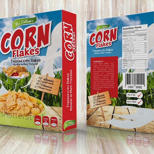 Create a new refreshing and modern Corn Flakes box design Design by gotza ✨