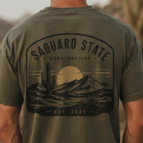 "Design a Shirt People Actually Want to Wear- Saguaro State Construction" winning Web page design
