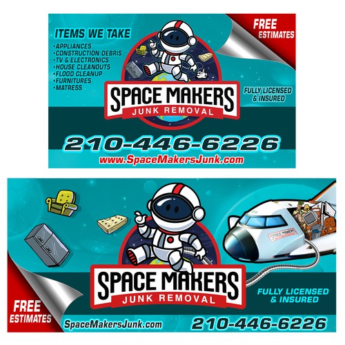 Fun and Catchy Junk Removal Service Truck Wrap - Space Theme Design by Lumina CreAtive