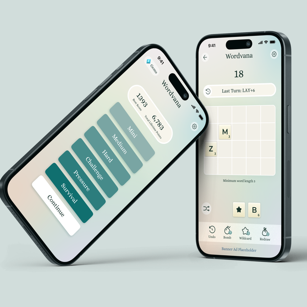 Peaceful word game mobile app design