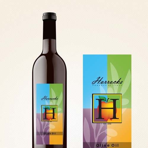 Olive Oil & Balsamic Vinegar label for Horrocks Farm Market Design by Amie Hatheny