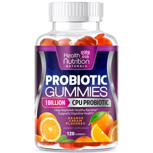 Diseño de Healthy Probiotic Gummies Label needed for Health Nutrition de agooshe