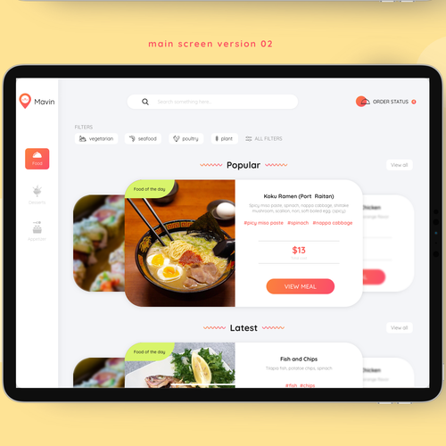 DIGITAL MENU FOR RESTAURANTS (IPAD FORMAT FOR RESTAURANT PATRONS) Design by Evelyn Somina