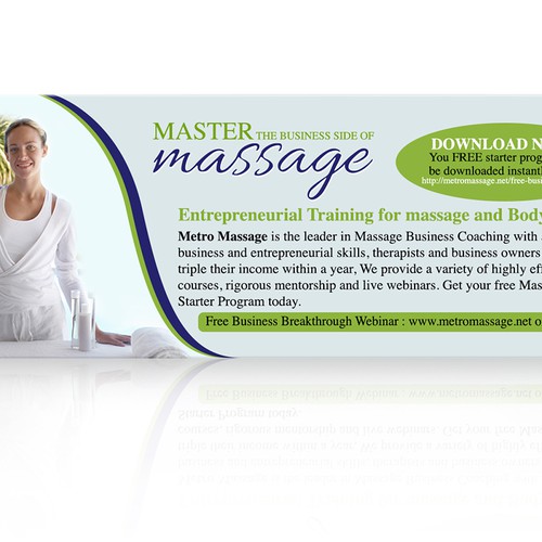 Create a banner ad with text and photo to attract Massage Therapists