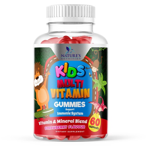 Tasty Kids Multivitamin Gummies Product Label for Nature's Nutrition Design by Designer_John